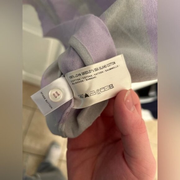 John Smedley Striped Knit Polo Shirt - Picture 5 of 5